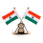 Khadi Ashoka Pillar Showpiece with Indian Flag – Premium Steel Emblem for Home, Office & Corporate Gifting