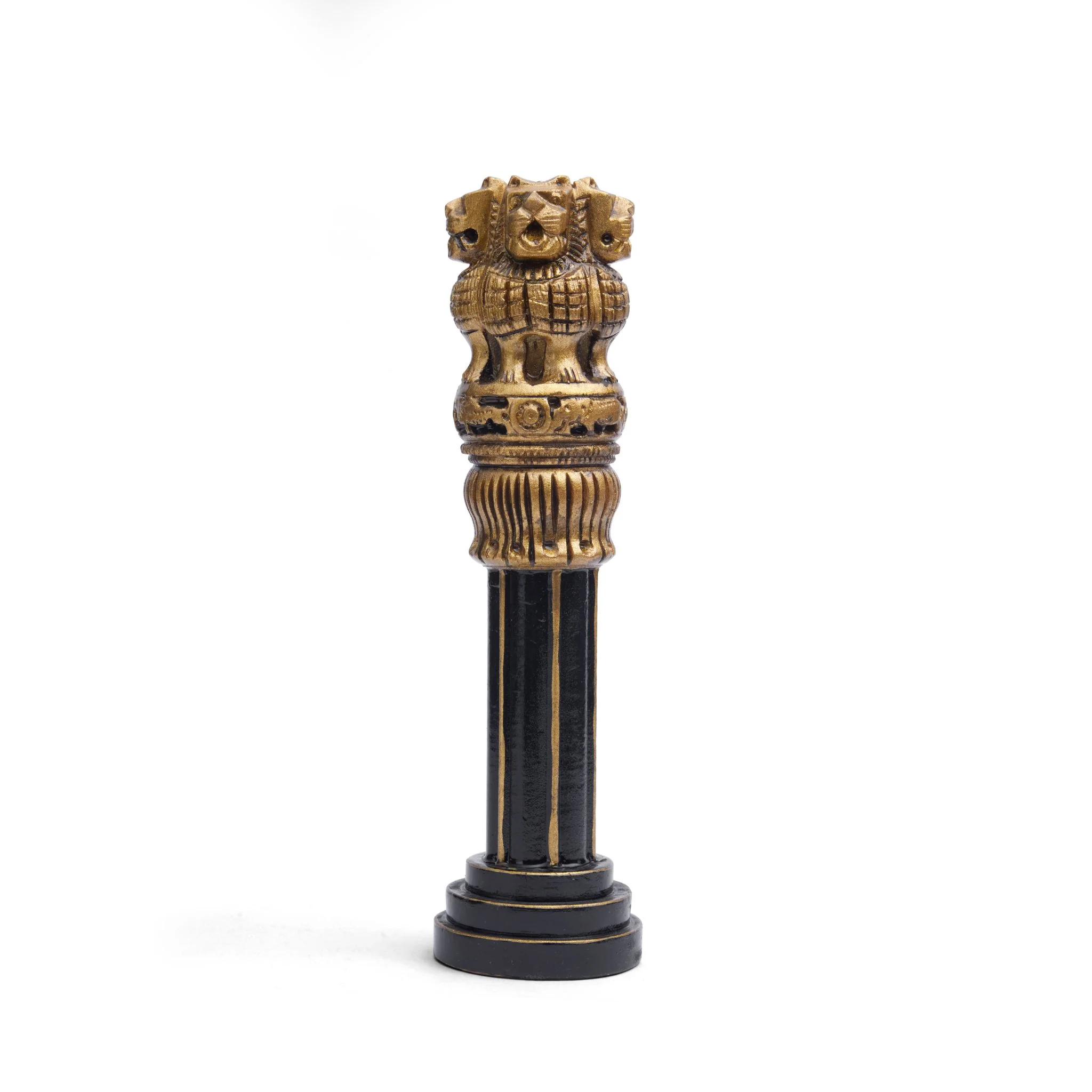 Premium Wooden Ashoka Pillar – Black & Golden | Ideal for Advocate Desk, Office & Home Decor
