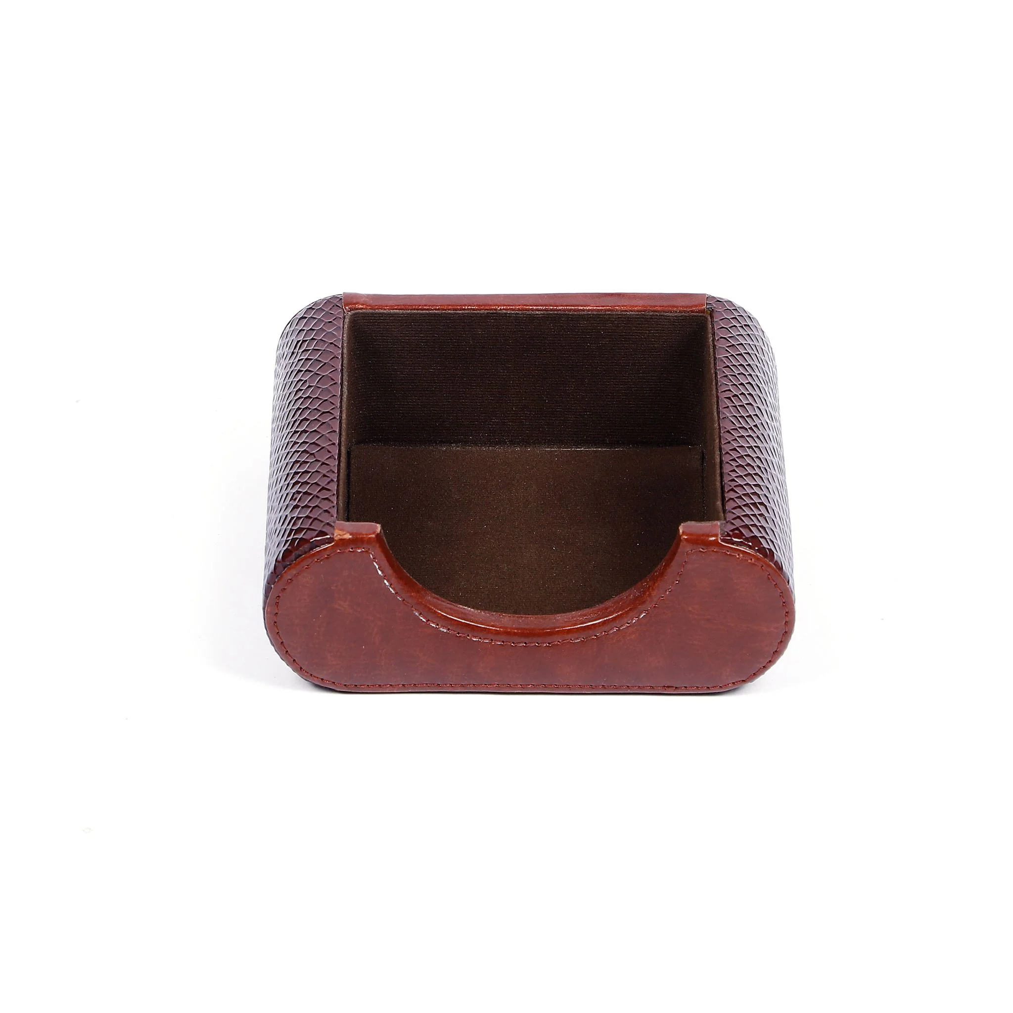 Vegan Leather Multipurpose Organizer – 6-in-1 Wooden Desk Storage Box | Brown - Image 6