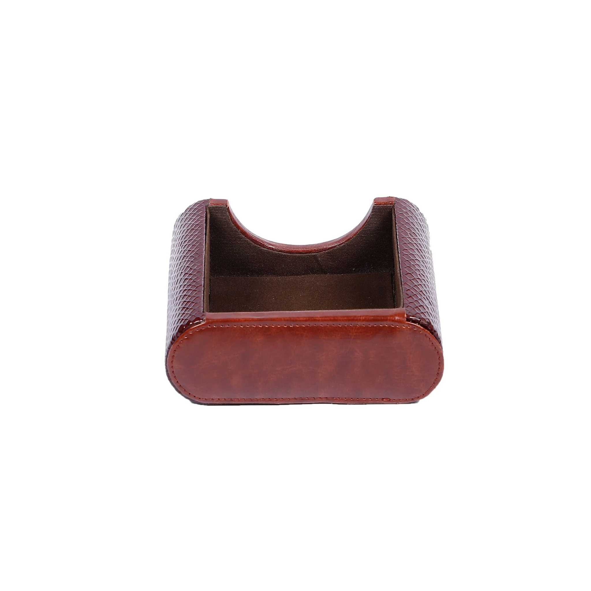 Vegan Leather Multipurpose Organizer – 6-in-1 Wooden Desk Storage Box | Brown - Image 7