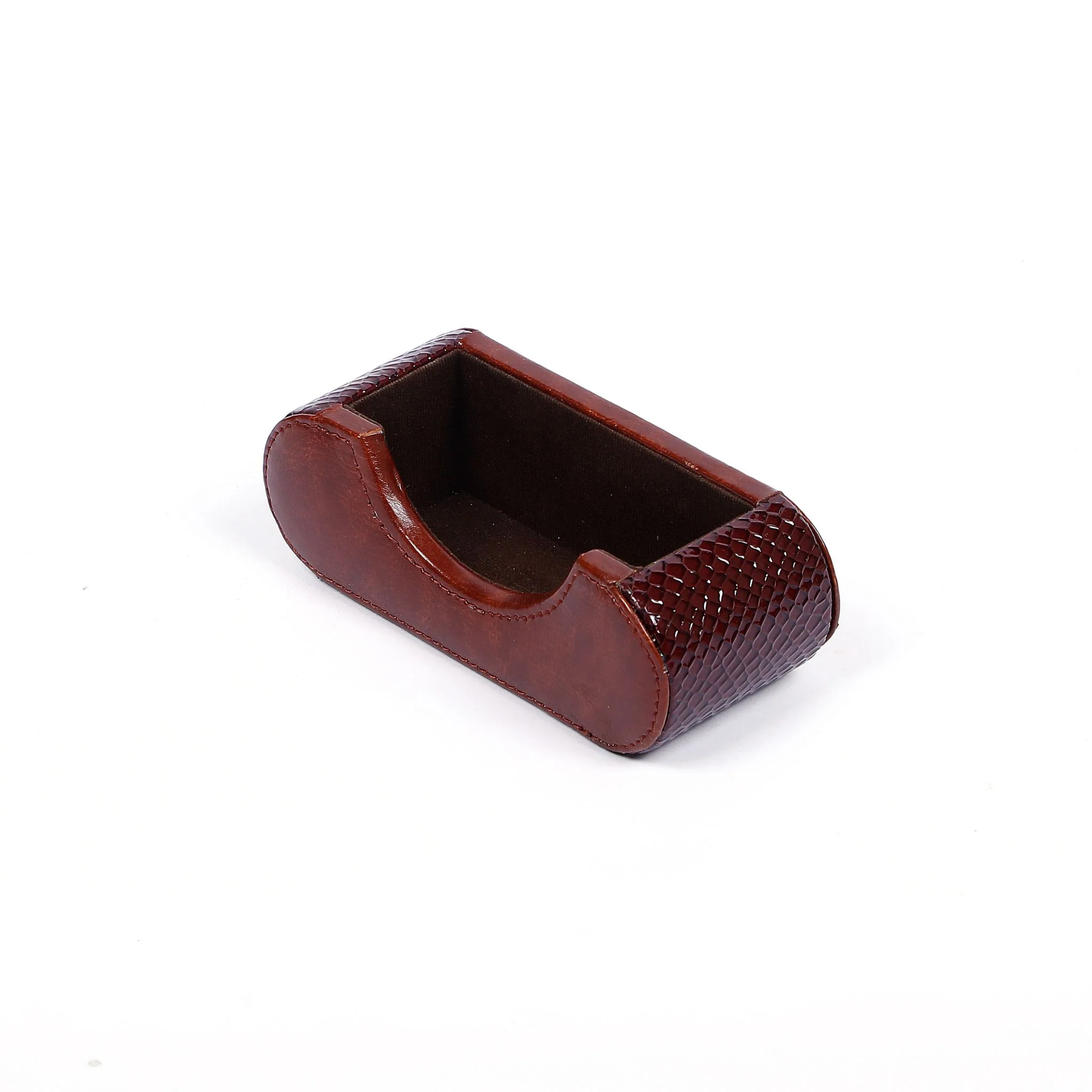 Vegan Leather Multipurpose Organizer – 6-in-1 Wooden Desk Storage Box | Brown - Image 8